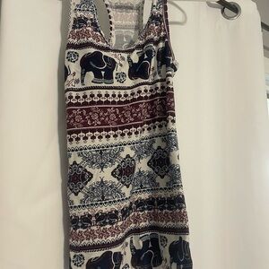 Elephant Print Sleeveless Top - Multicolor